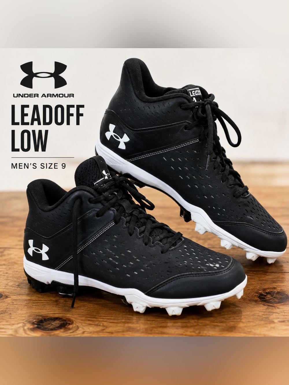 Under Armour Leadoff Low RM Baseball Cleats Men’s Size 9 Black White 3025590-001